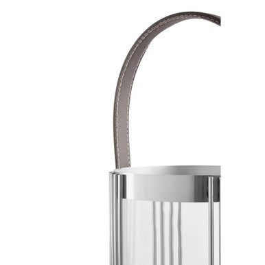 Orsina Astro Small Silver Lantern – Modern Steel and Glass Candleholder