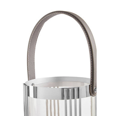 Orsina Astro Small Silver Lantern – Modern Steel and Glass Candleholder