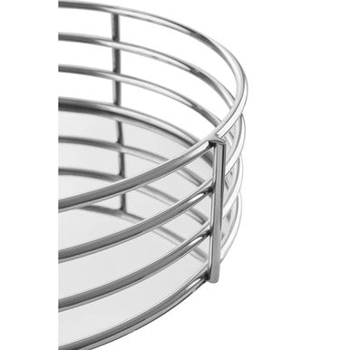 Orsina Astro Silver Round Mirrored Tray | Stainless Steel Serving Tray