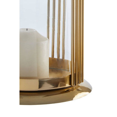 Orsina Astro Small Gold Finish Lantern with Black Leather Handle