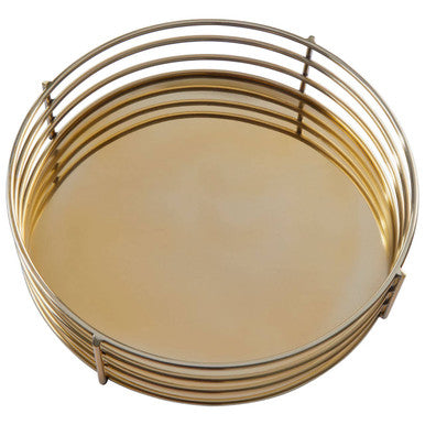 Orsina Astro Gold Decorative Tray – Round Steel Serving Tray for Bar Carts