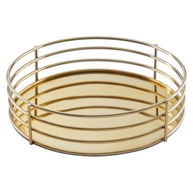 Orsina Astro Gold Decorative Tray – Round Steel Serving Tray for Bar Carts