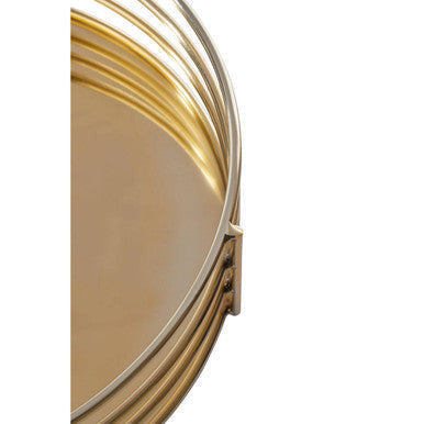 Orsina Astro Gold Decorative Tray – Round Steel Serving Tray for Bar Carts
