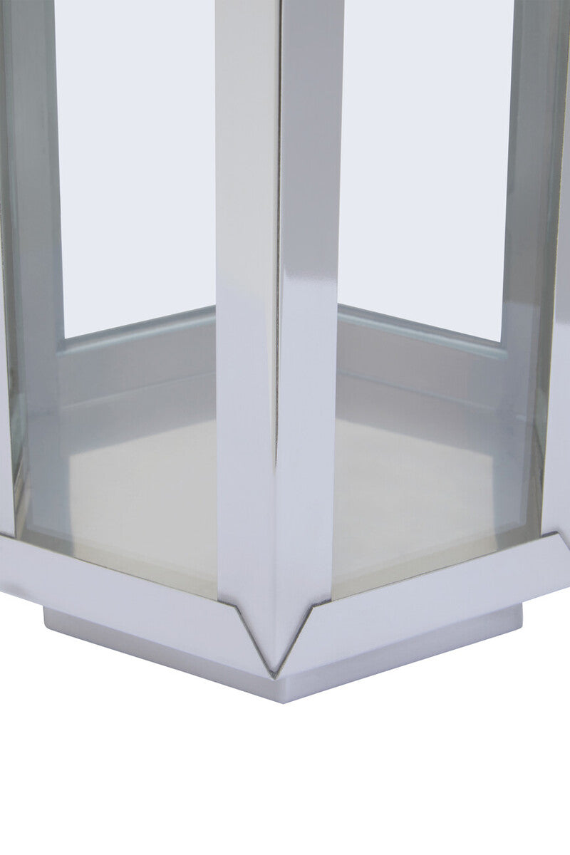 Orsina Herber Silver Hexagonal Lantern with Leather Handle - Medium