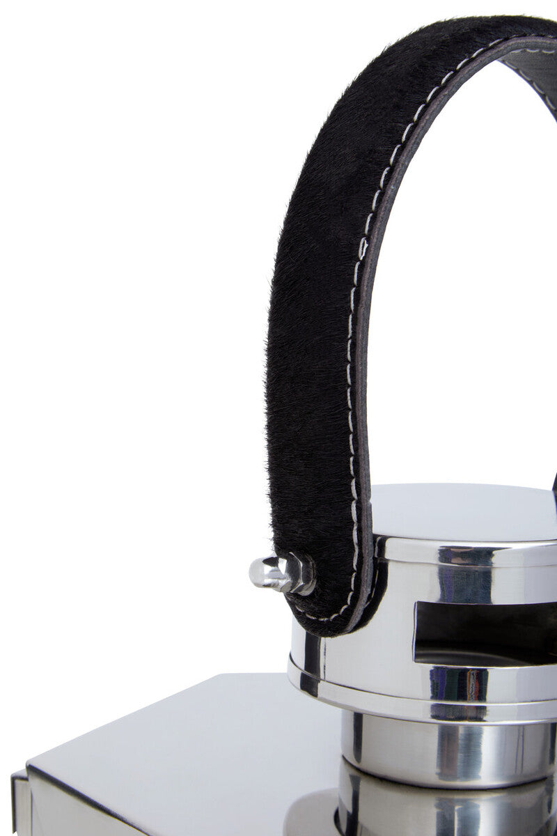 Orsina Herber Silver Hexagonal Lantern with Leather Handle - Medium