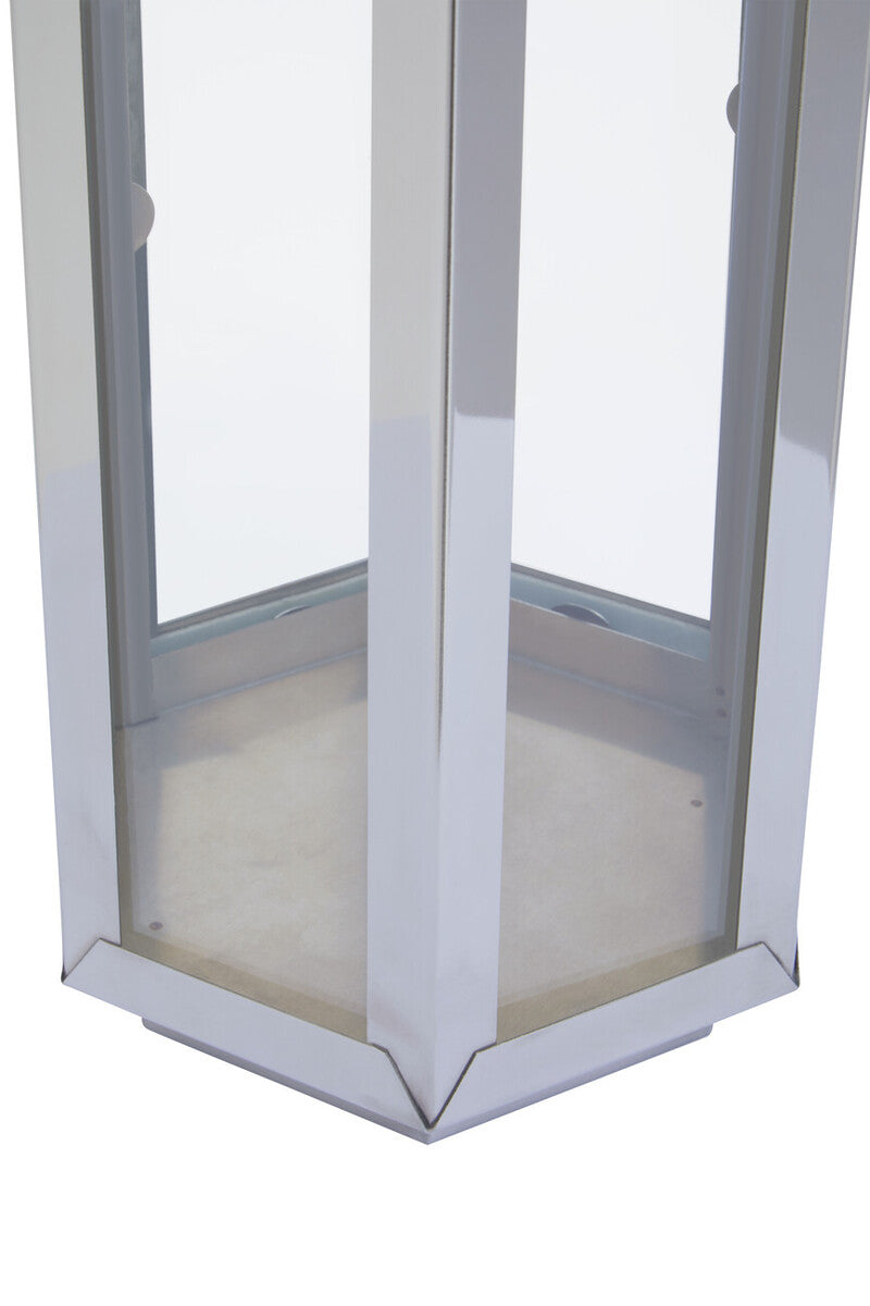 Orsina Herber Large Silver Hexagonal Lantern with Leather Handle