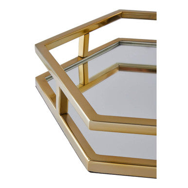Orsina Hexagonal Gold Mirrored Tray – Stainless Steel Decorative Tray