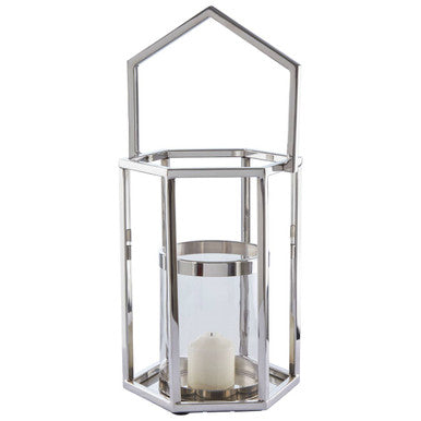 Orsina Herber Small Silver Hexagonal Stainless Steel Candle Lantern