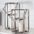 Orsina Herber Small Silver Hexagonal Stainless Steel Candle Lantern