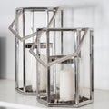 Orsina Herber Large Silver Hexagonal Lantern | Stainless Steel & Glass