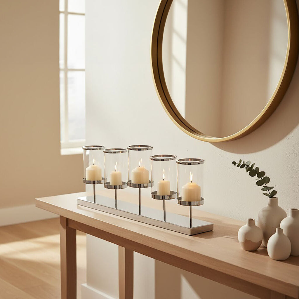 Orsina Kensington Townhouse 5-Light Silver Candle Holder Centerpiece