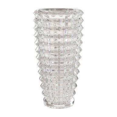 Orsina Savita Large Clear Glass Vase – Ridged Tapered Centerpiece