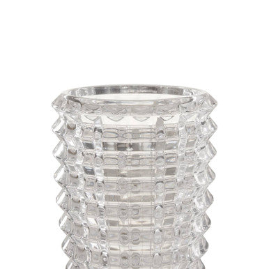 Orsina Savita Large Clear Glass Vase – Ridged Tapered Centerpiece