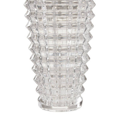 Orsina Savita Large Clear Glass Vase – Ridged Tapered Centerpiece