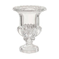 Orsina Savita Clear Glass Footed Vase with Ribbed Rim and Round Base