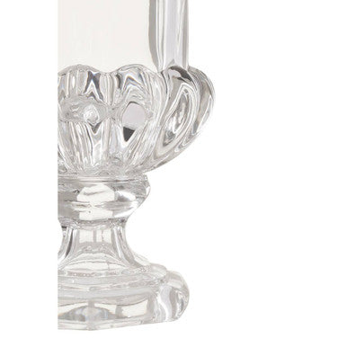 Orsina Savita Clear Glass Footed Vase with Ribbed Rim and Round Base