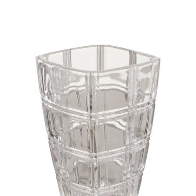 Orsina Savita Clear Glass Vase – Modern Grid Pattern Sculptural Decor