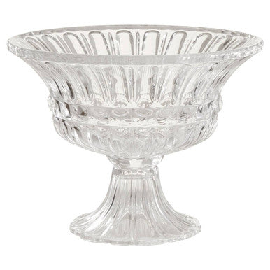 Orsina Savita Fluted Glass Footed Vase with Wide Lip – Clear