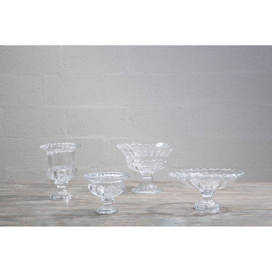 Orsina Savita Fluted Glass Footed Vase with Wide Lip – Clear