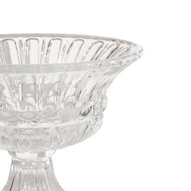 Orsina Savita Fluted Glass Footed Vase with Wide Lip – Clear