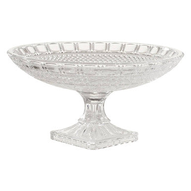 Orsina Savita Pedestal Glass Fruit Bowl – Faceted Clear Centerpiece