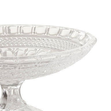 Orsina Savita Pedestal Glass Fruit Bowl – Faceted Clear Centerpiece
