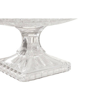Orsina Savita Pedestal Glass Fruit Bowl – Faceted Clear Centerpiece