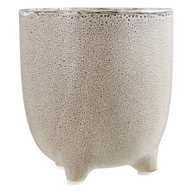 Orsina Calcita Natural Speckled Ceramic Planter – Small Footed Pot