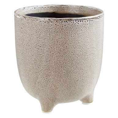 Orsina Calcita Natural Speckled Ceramic Planter – Small Footed Pot