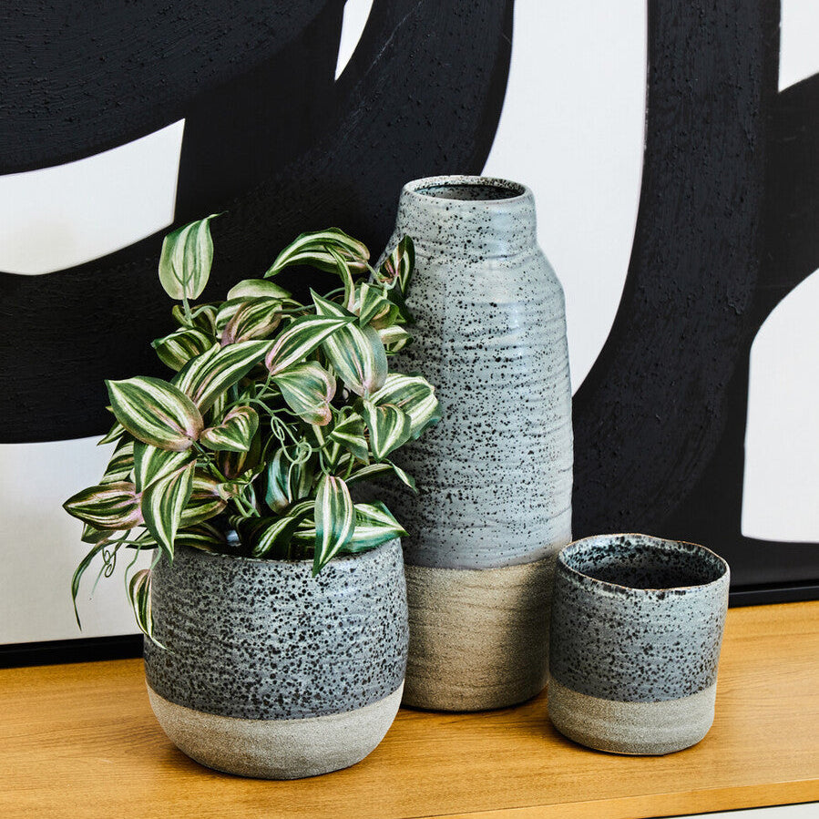 Orsina Caldera Grey Speckled Bottled Vase – Modern Ceramic Decor