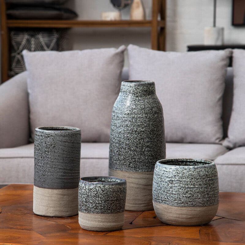 Orsina Caldera Grey Speckled Bottled Vase – Modern Ceramic Decor