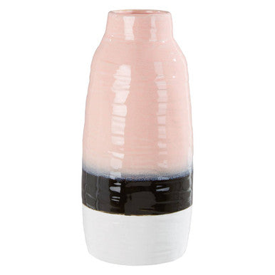 Orsina Caldera Tapered Vase – Ribbed Stoneware with Dip Dye Effect