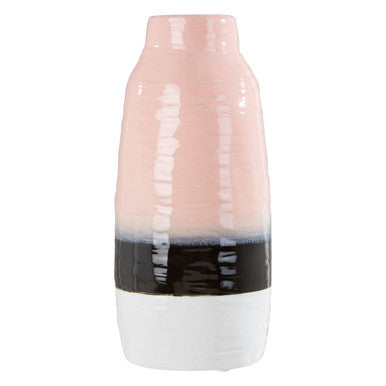 Orsina Caldera Tapered Vase – Ribbed Stoneware with Dip Dye Effect