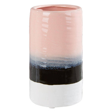 Orsina Caldera Ribbed Cylindrical Vase – Pink & Purple Dip Dye