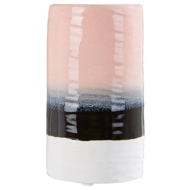 Orsina Caldera Ribbed Cylindrical Vase – Pink & Purple Dip Dye