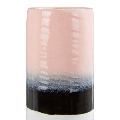 Orsina Caldera Ribbed Cylindrical Vase – Pink & Purple Dip Dye