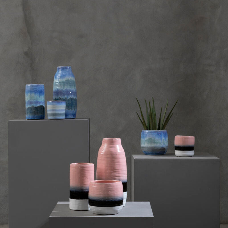 Orsina Caldera Large Ribbed Planter – Pink & Purple Dip Dye Pot