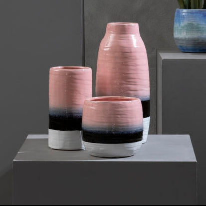 Orsina Caldera Large Ribbed Planter – Pink & Purple Dip Dye Pot