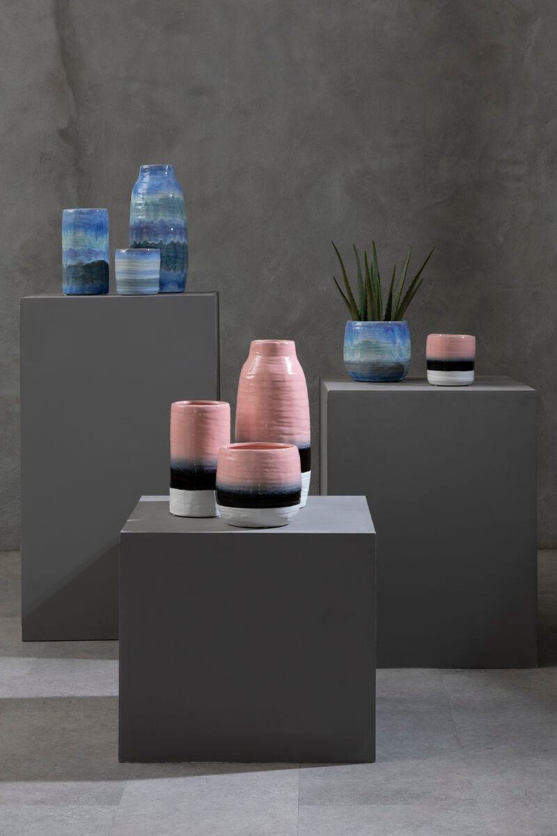 Orsina Caldera Large Ribbed Planter – Pink & Purple Dip Dye Pot