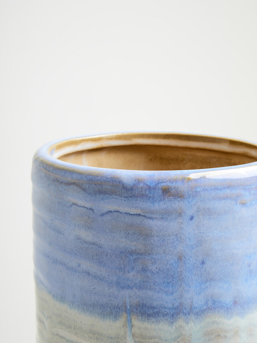 Orsina Caldera Gradient Blue Ceramic Vase – Modern Coastal Home Decor