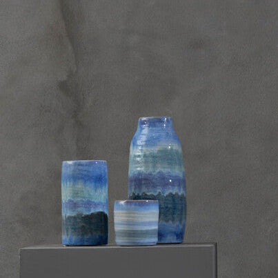 Orsina Caldera Gradient Blue Ceramic Vase – Modern Coastal Home Decor