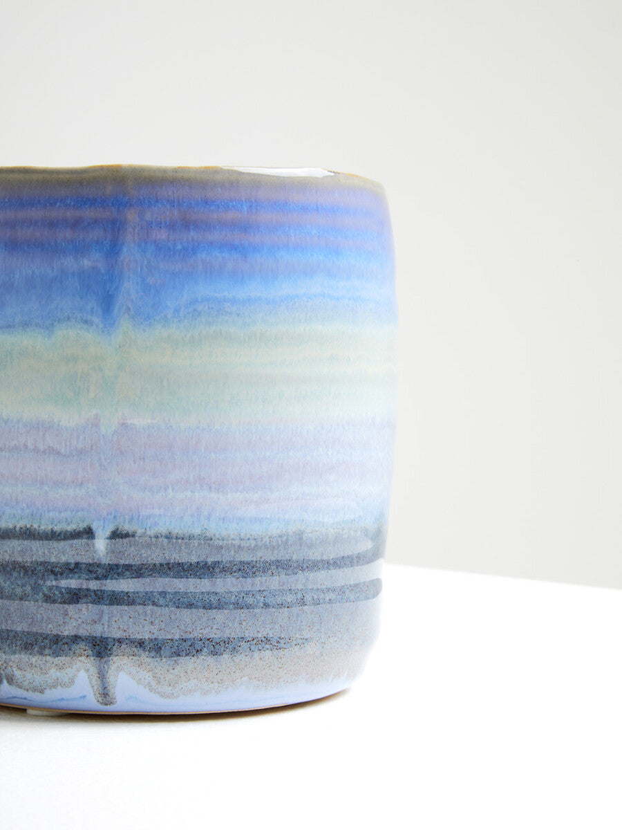Orsina Caldera Small Ceramic Planter – Gradient Blue Coastal Decor