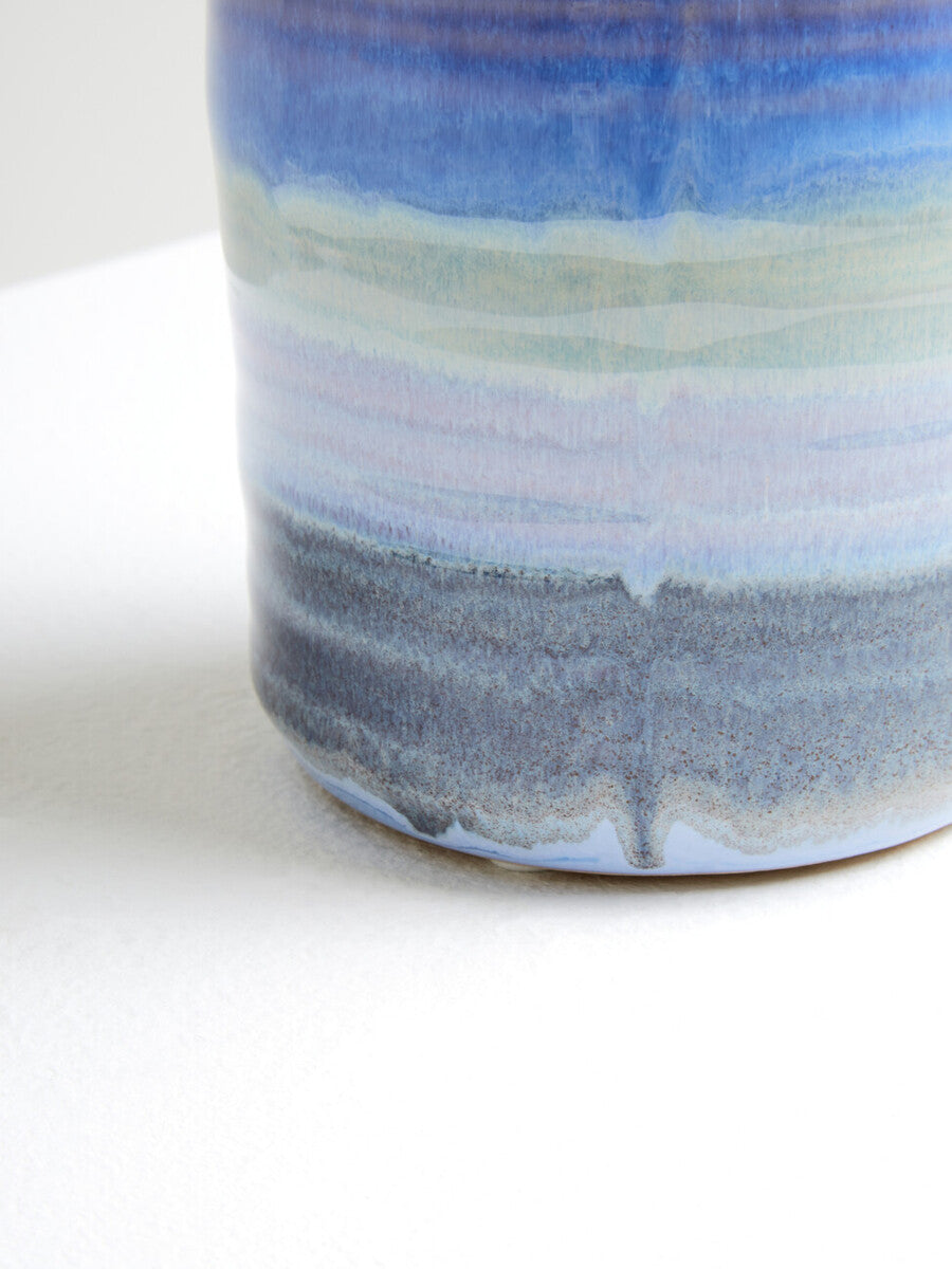 Orsina Caldera Small Ceramic Planter – Gradient Blue Coastal Decor