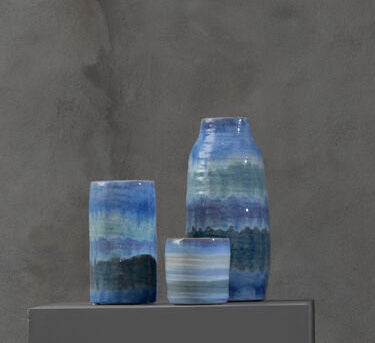 Orsina Caldera Small Ceramic Planter – Gradient Blue Coastal Decor