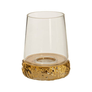 Orsina Martele Small Gold Hurricane Candle Holder | Hammered Metal