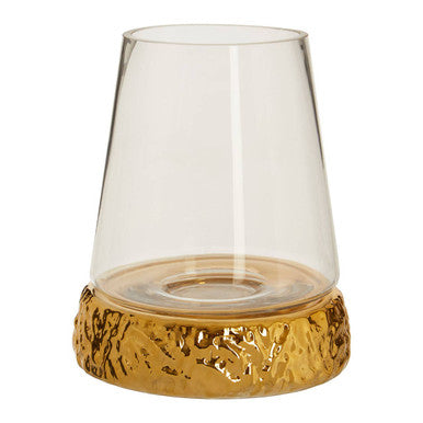 Orsina Martele Gold Hurricane Candle Holder – Hand-Hammered Medium