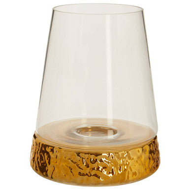 Orsina Martele Large Gold Hurricane Candle Holder | Hammered Metal