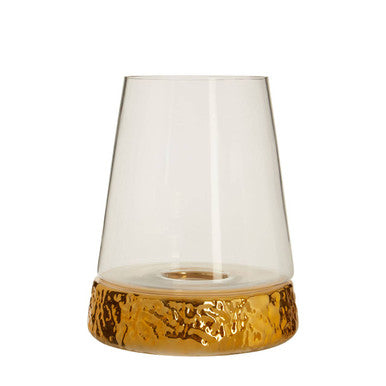 Orsina Martele Large Gold Hurricane Candle Holder | Hammered Metal