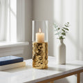 Orsina Martele Gold Pillar Candle Holder – Textured Metal and Glass