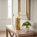 Orsina Martele Medium Pillar Gold Candle Holder | Hammered Metal & Glass